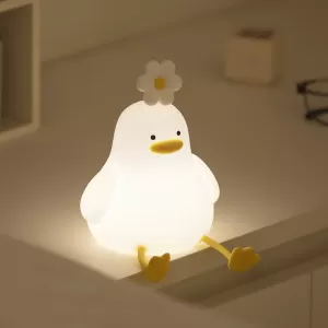 LAMPARA PATITO DE SILICONA CON LUZ Y SOPORTE PARA CELULAR