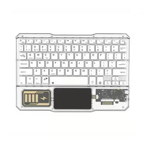 TECLADO TRANSPARENTE CON MOUSE BLUETOOTH RECARGABLE