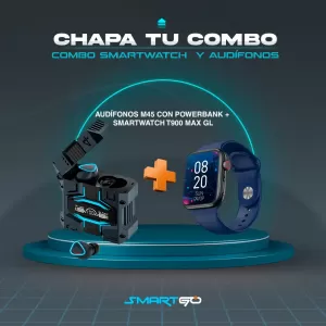  AUDÍFONOS M45 CON POWERBANK+ SMARTWATCH T900 MAX GL 