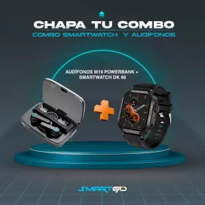 AUDÍFONOS M19 POWERBANK + SMARTWATCH DK66